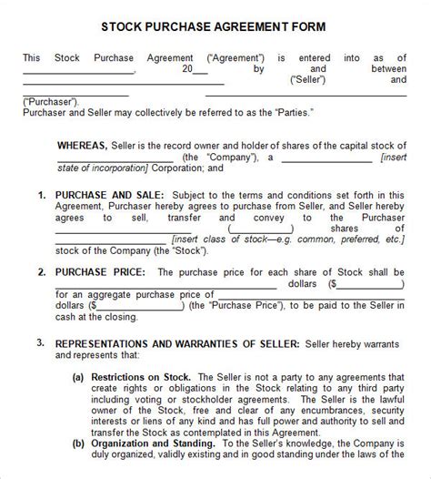 Simple Stock Purchase Agreement Template