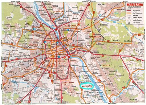 Map of Warsaw, Poland