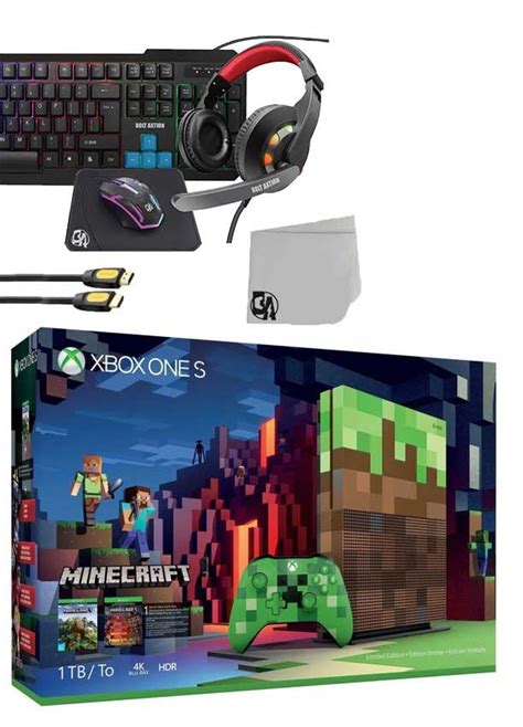 Microsoft 23C-00001 Xbox One S Minecraft Limited Edition 1TB Gaming Console with BOLT AXTION ...