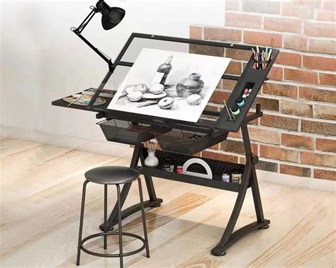 Buy Landpink Glass Drafting Table Art Desk – Adjustable Professhional ...