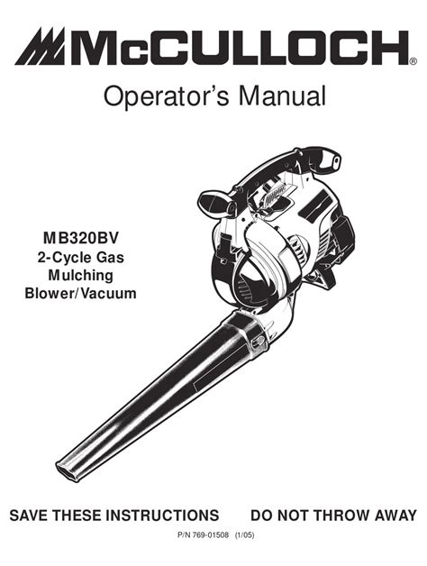 MCCULLOCH MB320BV OPERATOR'S MANUAL Pdf Download | ManualsLib