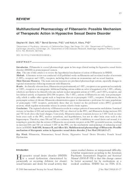 (PDF) Multifunctional Pharmacology of Flibanserin: Possible Mechanism ...