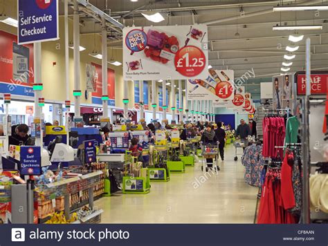 Inside a Tesco supermarket superstore in West Sussex UK Stock Photo ...