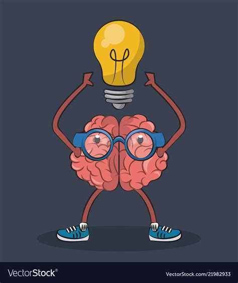 Cute and funny brain cartoon Royalty Free Vector Image