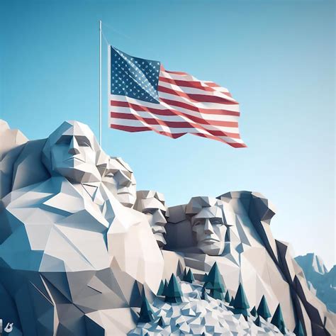 Premium AI Image | Mount Rushmore National Memorial in Origami Style