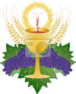 Eucharystia symbolem chleba i wina, kielich i hosta, z pszenicy Fototapeta • Fototapety ciało ...