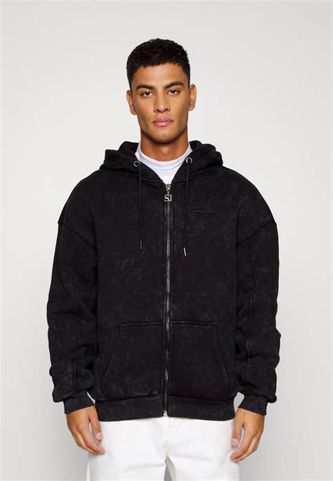 Sean John SCRIPT LOGO BACKPRINT WASHED OUT ZIP HOODIE - Zip-up sweatshirt - black - Zalando.ie