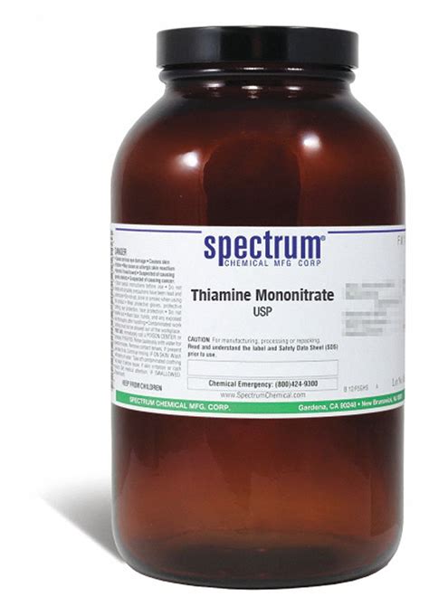 532-43-4, F.W. 327.36, Thiamine Mononitrate, USP - 39H116|TH117-500GM10 - Grainger