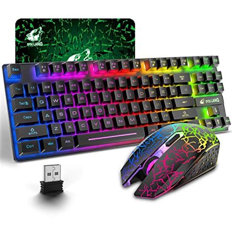 Wireless Gaming Keyboard and Mouse Combo with 87 Key Rainbow LED ...