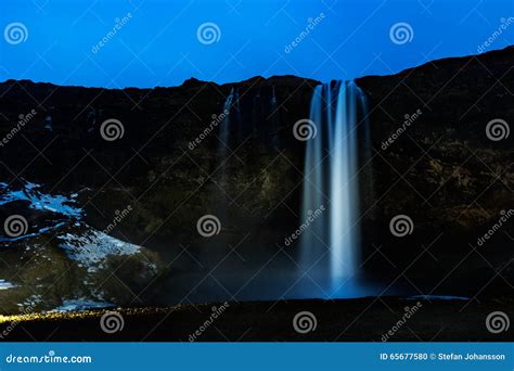 Seljalandsfoss Waterfall at Night Stock Photo - Image of landsacape, power: 65677580