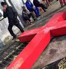 Church cross burns during demolition - ChinaAid