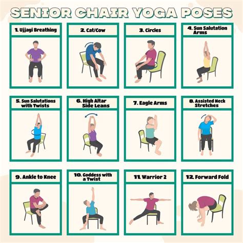 Chair Yoga Poses - 10 Free PDF Printables | Printablee | Yoga for seniors, Chair pose yoga ...