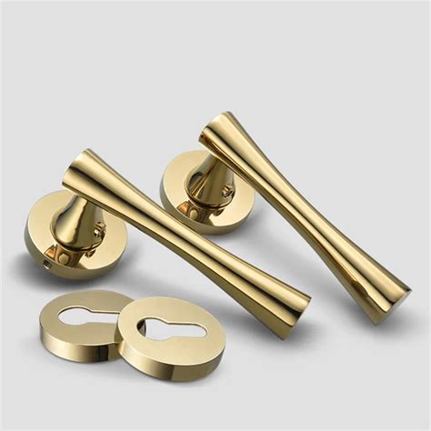 Modern Zinc Alloy Gold Plated Door Handles for Interior Doors Interior Key Lock Lever Handle ...