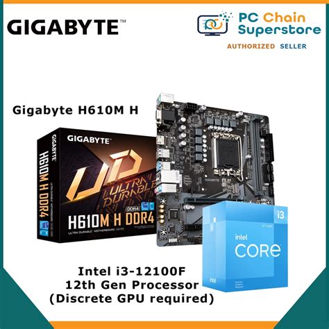 Intel i3-12100F / i3-12100 i3 12th Gen LGA1700 Processor + Gigabyte H610M H DDR4 mATX ...