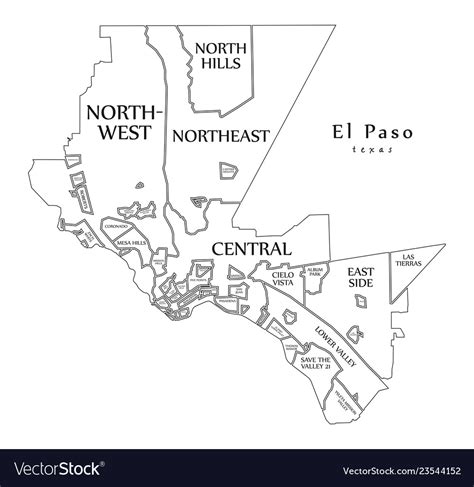 Modern city map - el paso texas city of the usa Vector Image