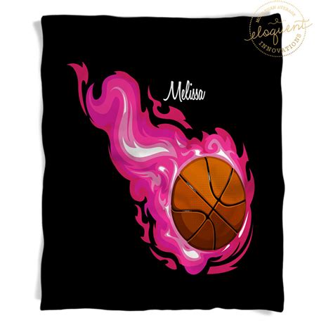 Girls Basketball Blanket Pink Flames #205 - Eloquent Innovations