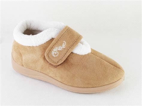 Womens Dunlop Extra Wide Orthopaedic Ladies Slippers Shoe Velcro ...