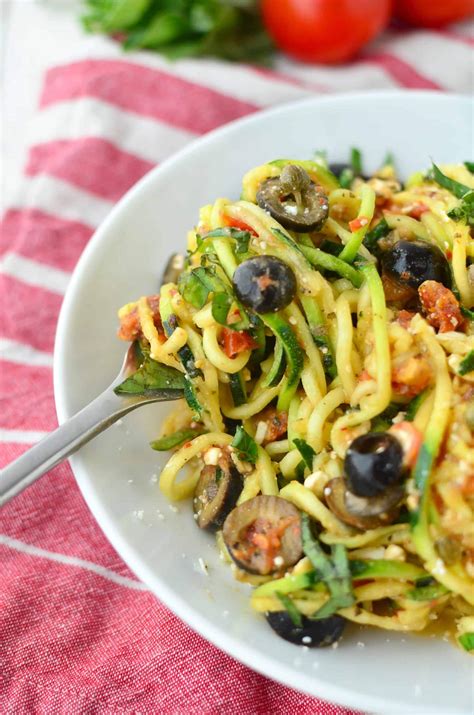 Mediterranean Zucchini Noodles - Delish Knowledge