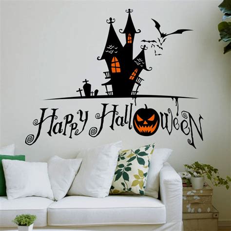 Haunted Halloween Pumpkin Glass Window Wall Stickers Happy Halloween Party Home Shop Decoration ...