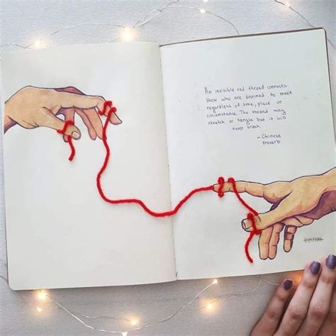 The Red Thread of Fate | Art Amino | Book art, Art journal pages, Art ...