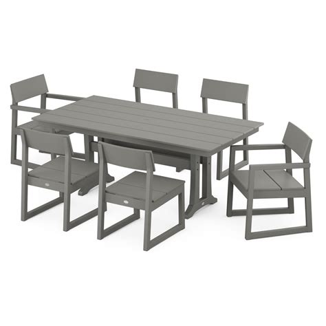 POLYWOOD Edge Modern Outdoor Dining Set for 6 | PWS717-1