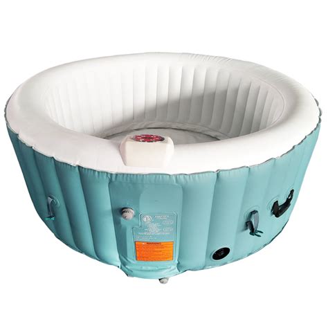 ALEKO HTIR4GRW Round Inflatable Hot Tub Spa With Cover - 4 Person - 210 Gallon - Light Blue and ...