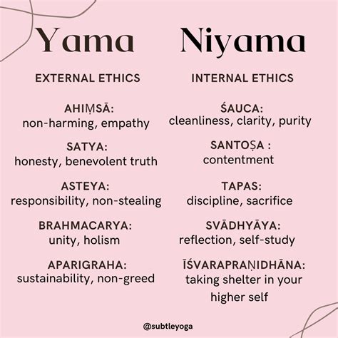 Yamas & Niyamas pink - Subtle Yoga