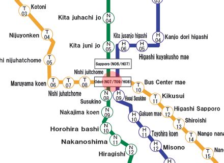 Odori station map - Sapporo subway