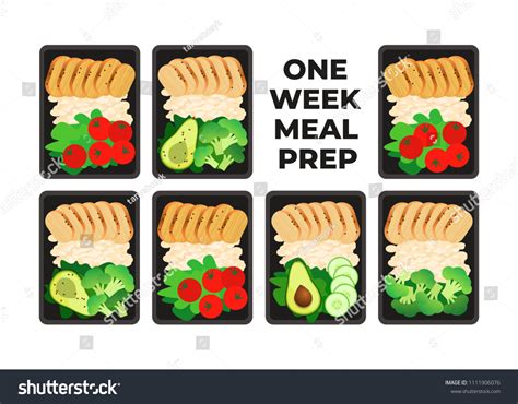 Vector Illustration Meal Preparation Portion Food Stock Vector (Royalty ...