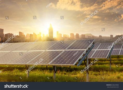 Solar Panels Against City View On Stock Photo 206243002 | Shutterstock