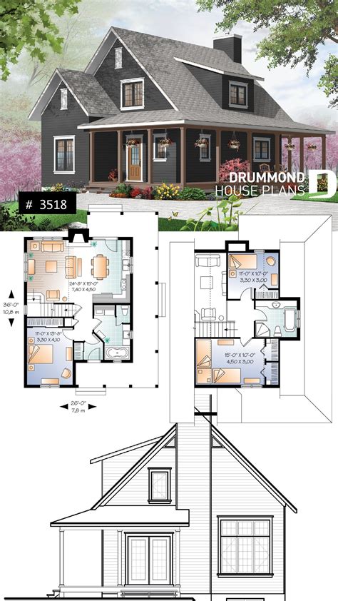 floor plan: Beautiful farmhouse cottage house plan with wrapar ...