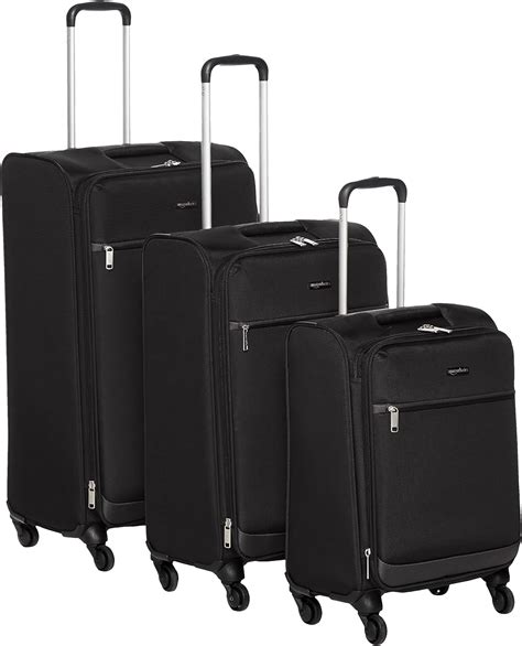 Amazon Basics Softside Spinner Set 21"+25"+29", Black : Amazon.co.uk: Luggage