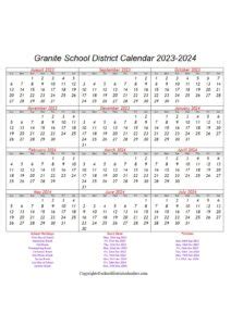 Granite School District Calendar Holidays 2023-2024 School District Calendars