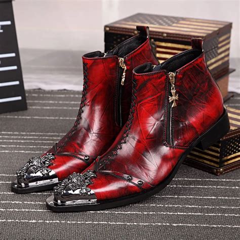 Luxury Fashion Formal Men Dress Boots Genuine Leather Designer Men ...