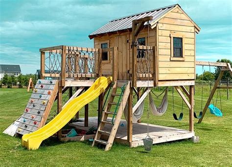 Playground Playhouse Plan・3-Sizes | Backyard playground, Backyard ...