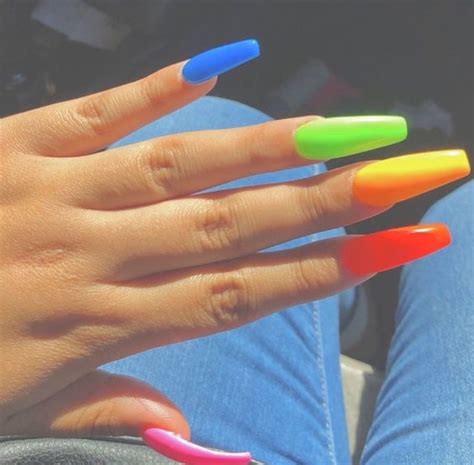 Neon Rainbow Acrylic Nails | workbmebakes