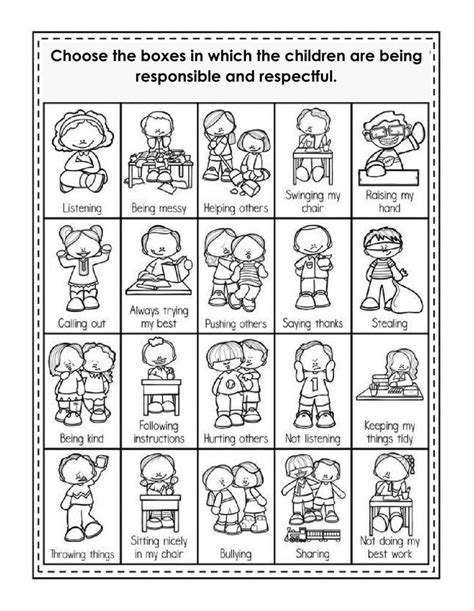 Responsibility and respect | Social skills lessons, Worksheets for kids, Social emotional activities