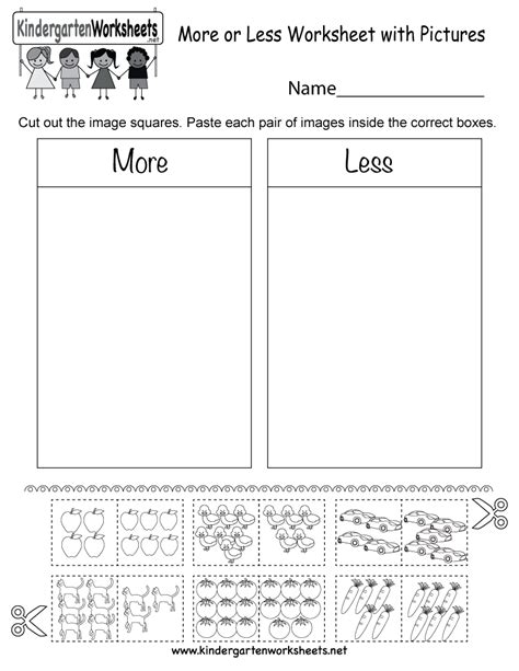 more or less worksheet for kids