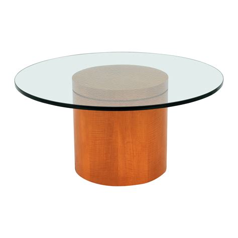 Bentwood marching band base drum coffee table w/glass top at 1stDibs