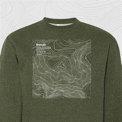 Denali, Alaska Topographic Map Crewneck Sweatshirt - Etsy