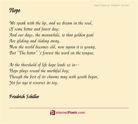 Hope Poem by Friedrich Schiller