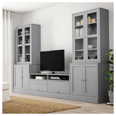 HAVSTA TV storage combination/glass doors - gray - IKEA Living Room ...