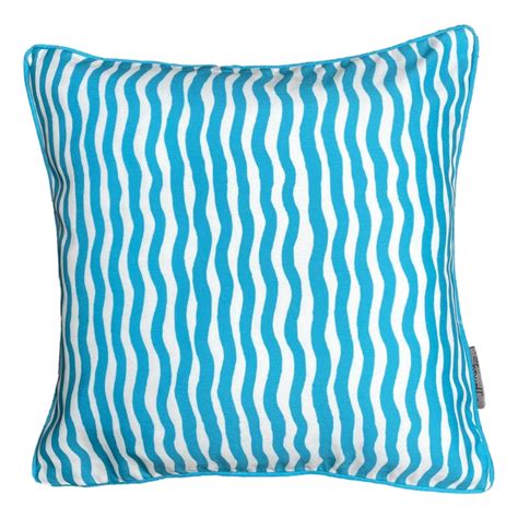 Turquoise Stripe Garden Cushion by Ragged Rose