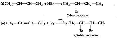 Name the organic products of the reaction of but-2-ene with each of the ...