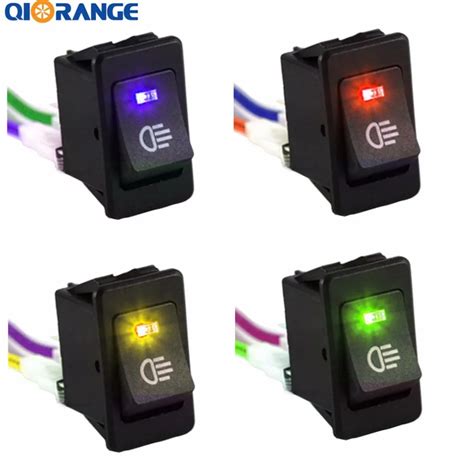 QIORANGE Car LED Fog Toggle Switch Auto Fog Light Rocker Switch B35 DC 12V 35A 4 Pins LED ...