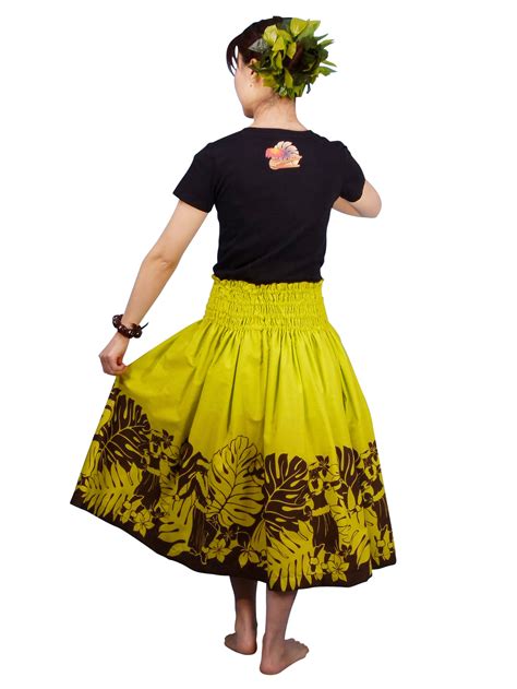 Hula Pa'u Skirt with Hula Girl Print / Green / G1443-hulaohana