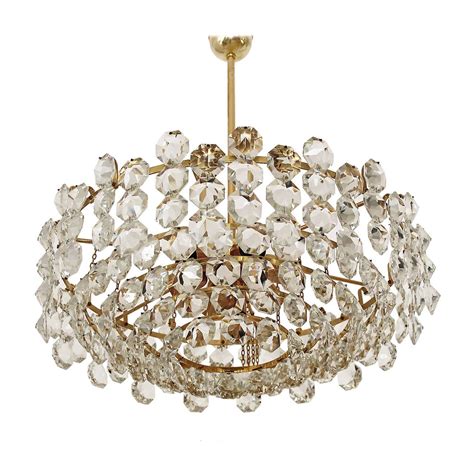 Gilt Austrian Crystal Glass Chandelier, 1960s For Sale at 1stdibs