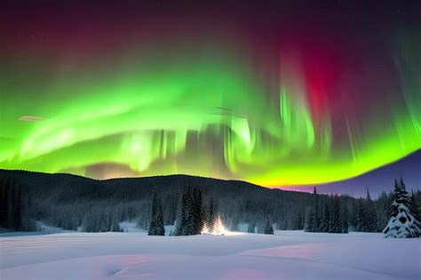 Premium AI Image | A Beautiful Green and Red Aurora