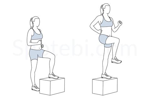 Step Up With Knee Raise | Illustrated Exercise Guide