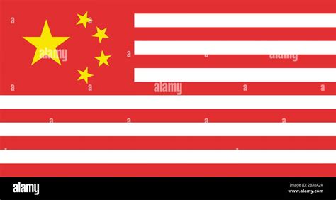 Illustration of the American flag with the stars of the Chinese flag in ...